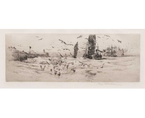 William Lionel Wyllie RA, RBA (1851-1931)"The Pool of London"Signed, etching, 34cm by 48.5cm (unframed); together with a set 
