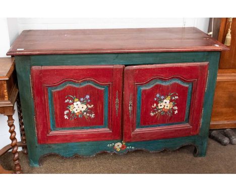 A French Painted Folk Art Style Sideboard, 137cm by 55cm by 87cm