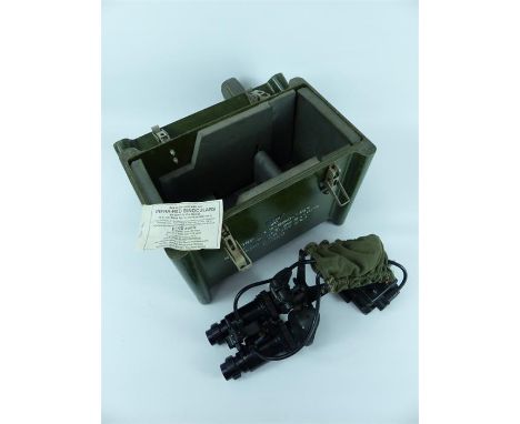 A pair of army surplus infa-red night vision binoculars in a green glass fibre carry case, No 1 Mk.I  (Serial number on box p