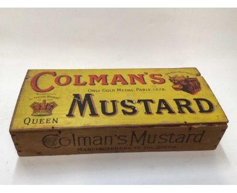 Victorian Colman's mustard pine box containing fretworking saws and other tools