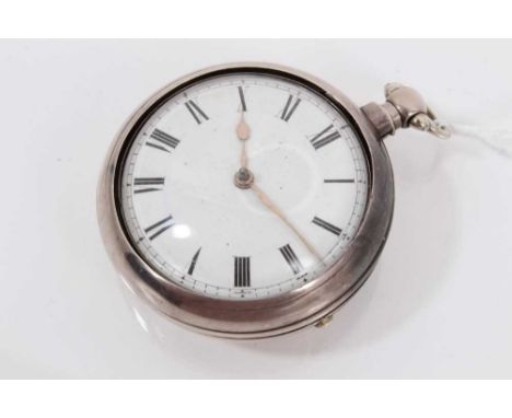 Victorian silver pair cased pocket watch by Simpson of Hadleigh (London 1839)The outer case does not clip shut properly and t