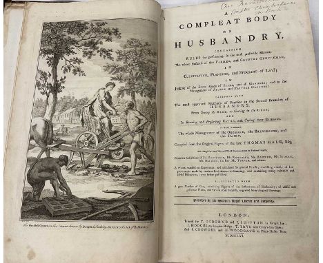 Thomas Hale ‘A Compleat Body of Husbandry’, London, Osborne &amp; Shipton, first edition 1756, folio, mottled calf binding