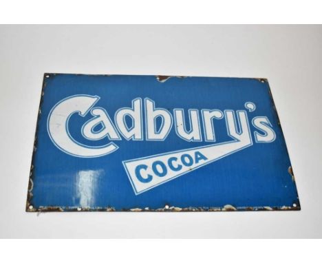A 'Cadbury's Cocoa' blue enamel sign, 45.5cm x 30.5cm