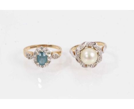 9ct gold gem set cluster ring and one other dress ring (2)9ct gold ring weighs 3.3 grams 