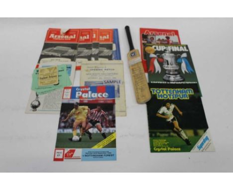 Collection of sporting memorabilia including signed miniature cricket bat England tour to India and Australia 1984/85, Englan