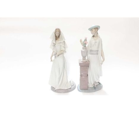 Lladro porcelain figure - Bridal Portrait, 1991-1995, numbered 5742, 33.5cm high, together with another Lladro lady, 35cm hig