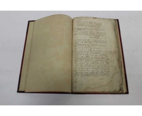 17th century manuscript on paper in 19th century binding titled, 'Royal Revenue- Sir Robert Cotton 1642', 45cm pages in total