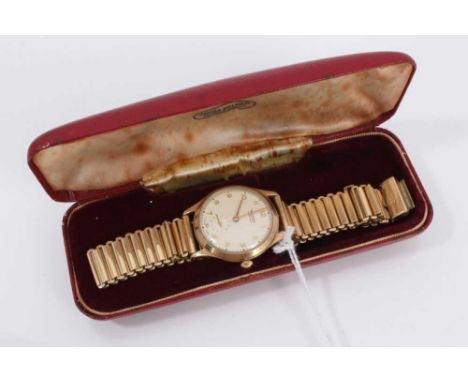 1950s 9ct gold cased Rotary Maximus wristwatch (Birmingham 1953) on gold plated braceletWatch weighs 48.2 grams in total. 9ct