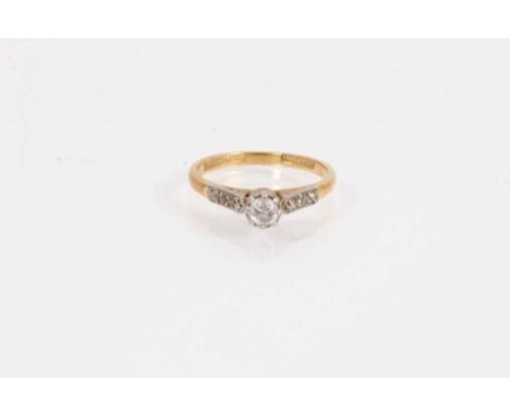 18ct gold diamond single stone ring with a brilliant cut diamond, estimated to weigh approximately 0.18cts, in platinum setti