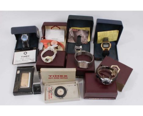 Group of boxed vintage Timex digital and other analogue wristwatches