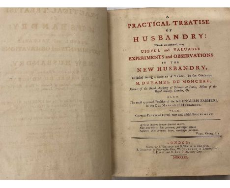 Duhamel du Monceau - A Practical Treatise of Husbandry, 1759 first edition in English, contemporary calf binding, 26 x 21cm