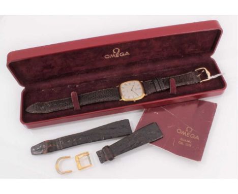 Omega De Ville wristwatch on replacement leather strap (original strap present), in original Omega box 
