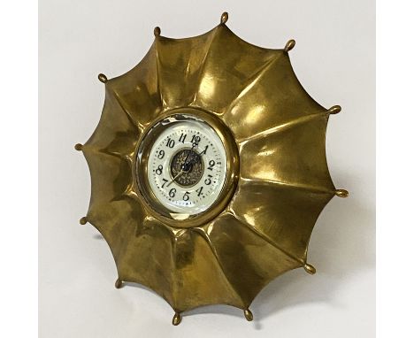 BRASS UMBRELLA CLOCK WITH ALARM