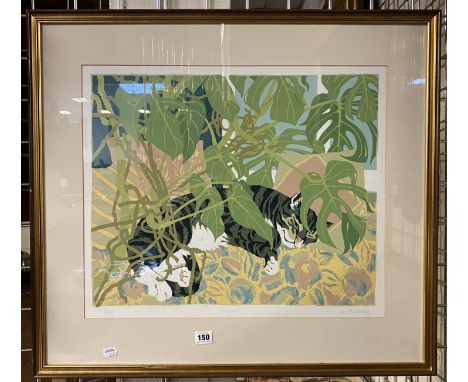 LITHOGRAPH OF A CAT SIGNED BY K FLEMING 5/100