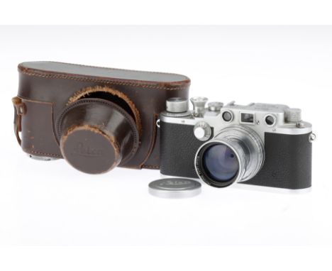 A Leica IIIc Red Blind 35mm Rangefinder Camera 1941, serial no. 378090, chrome, red shutter curtain, shutter working but slow