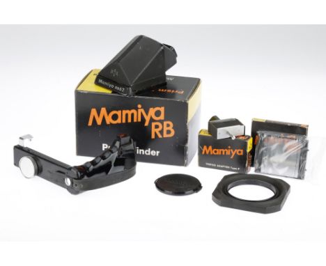 A Selection of Mamiya Camera Accessories, to include a No.1 Matte focussing screen (in No.3 box), a tripod adapter type P, a 