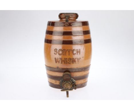 Large Locking Salt Glaze Doulton Whisky Jar, English, c. 1880, the jar marked 'DOULTON LAMBETH LIMITED' with 'SCOTCH WHISKEY'