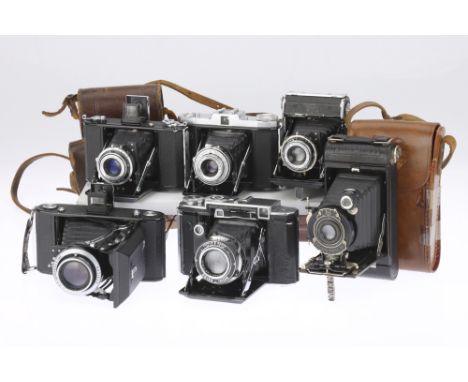 A Mixed Selection of Cameras, to include a Zeiss Ikon Super Ikonta 530/16, body G, wind on jammed, shutter working, optics F,