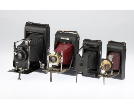 A Selection of Folding Cameras, to include a Falloroll, body G-VG, shutter working, an Ernemann Bob 0, body G, shutter workin