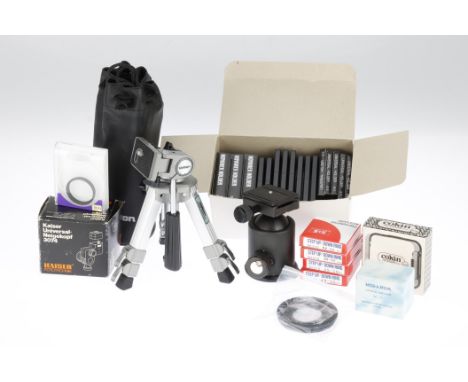 A Mixed Selection of Various Accessories including a Velbon Mini Tripod with Panhead PH-128 in a Velbon pouch, a heavy duty t