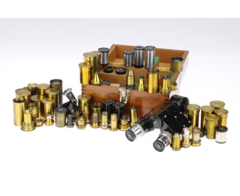 Large Collection of Microscope Objectives, Lenses &amp; Accessories, including 4 objectives by ZEISS, objectives by Leitz, Sw