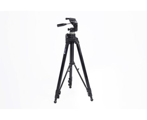 A Manfrotto 075B Camera Tripod, black, in VG condition, with a Silk tripod head,