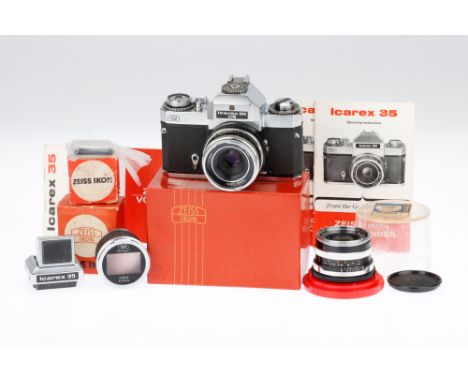 A Zeiss Ikon Icarex 35 CS 35mm SLR Camera chrome, 1966-72, serial no.17156, with a Carl Zeiss Tessar f/2.8 50mm lens, serial 