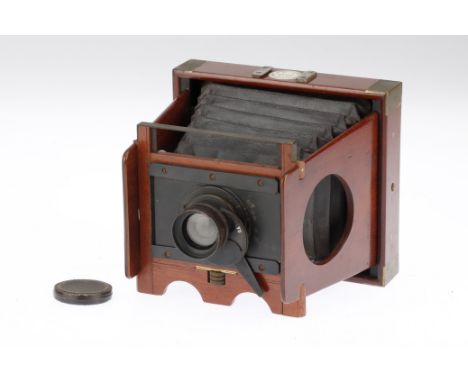 A Shew &amp; Co Patent Eclipse Mahogany Eclipse Camera, body G-VG, attention required to rise &amp; fall screw area, spring s