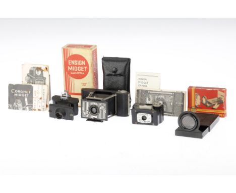 A Selection of Sub-Miniature Cameras &amp; Accessories, to include an Ensign Midget Camera "22", body VG-E, shutter working, 