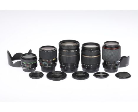 A Mixed Selection of Camera Lenses, to include a Tamron AF Aspherical LD IF f/3.5-6.3 28-300mm zoom lens, optics G, some haze