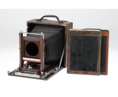 A Folmer &amp; Schwing Division R. B. Cycle Graphic 6½" x 8½" Large Format Camera, brown, in F-G condition, with aluminium ha