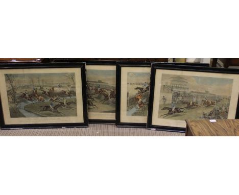 A set of four 19th century coloured Steeple Chase prints
