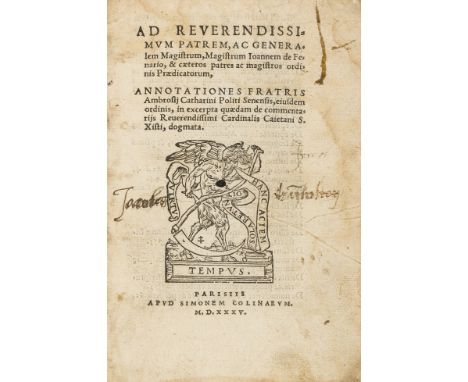 Catharinus (Ambrosius, Bishop of Gonza) Annotationes in excerpta quaedem de commentariis, collation: a-b8 A-Z8 &amp;4, title 