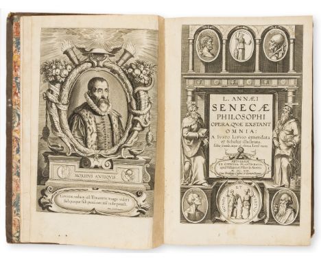 Seneca (Lucius Annaeus) Opera quæ exstant, fine engraved portrait frontispiece and architectural title with portraits of Pall