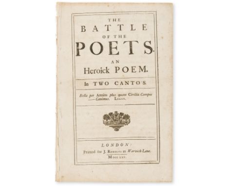 [Cooke (Thomas)] The Battle of the Poets. An Heroick Poem, first edition, some light scattered spotting and browning, disboun