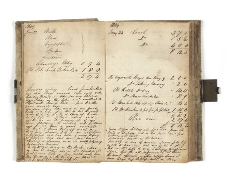 Plymouth, Devon.- [Downing (Elisabeth, of Plymouth, 1802-67) Diary and account book, manuscript, 254pp., browned, slightly st