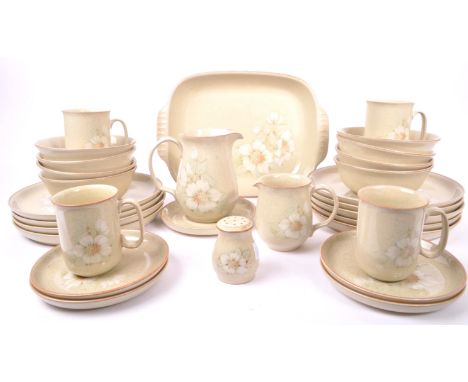 Denby - A 20th Century Denby dinner and tea service in the Daybreak pattern designed by Claire Bernard. To include 4x mugs, 8