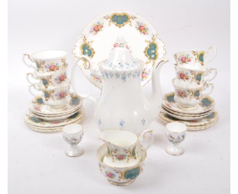 Royal Albert - A later 20th Century vintage china porcelain twenty-one piece Royal Albert tea service in the Berkeley pattern
