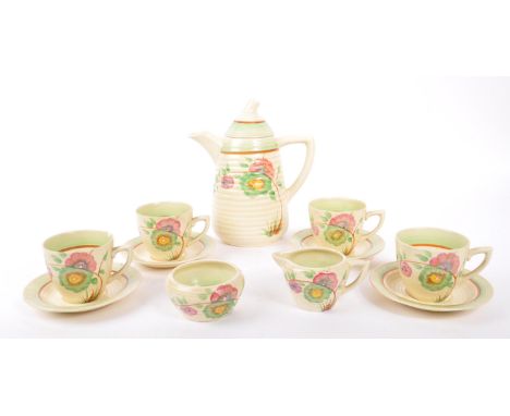 Clarice Cliff - A 20th Century vintage circa. 1930s art deco Clarice Cliff Lynton ceramic part coffee / tea service in the ' 