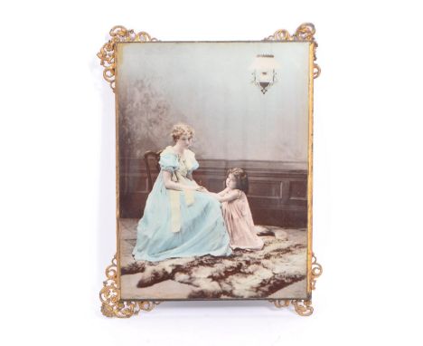 Ullman MFG &amp; Co - A late 19th Century 1898 framed wall hanging lithograph print having glass cover and gilt metal spandre