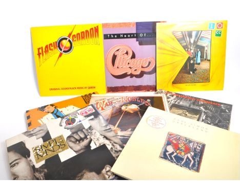 A collection of vintage 20th century vinyl LP records to include Simple Minds - Don't You &amp; Once Upon a Time, Slade Old N