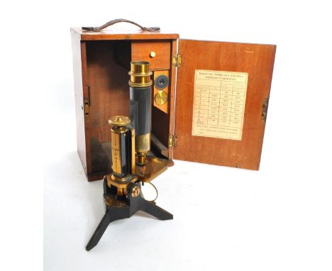 Clark Newcastle - A late 19th century Clark Newcastle lacquered brass students microscope. The microscope marked to rear for 