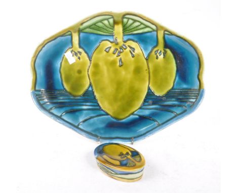 Minton - An early 20th Century circa. 1905 ceramic secessionist / art nouveau charger plate and lidded pot having blue ground