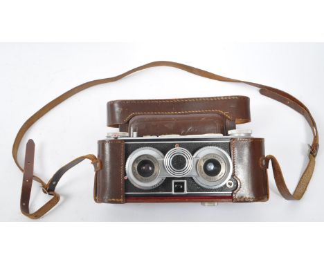 Iloca - A mid 20th century Iloca Stereo II 35mm stereo camera. The camera having twin Jlitar 35mm F3.5 lenses, with a central