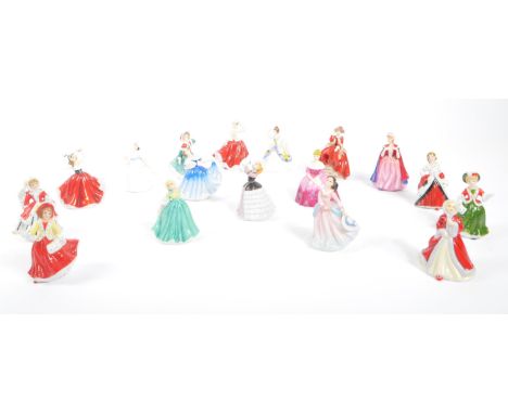 Royal Doulton - A collection of seventeen china porcelain Royal Doulton pretty ladies miniature figurines comprising of Bess 