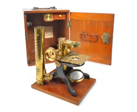 Negretti &amp; Zambra - A circa 1900 Negretti &amp; Zambra brass scientific microscope. The microscope impressed with ' Negre