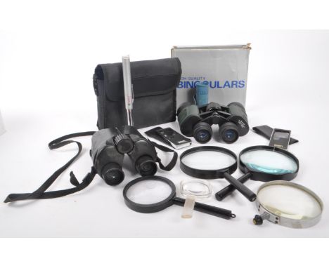 A collection of vintage 20th century optical instruments. Binoculars x2 (one boxed), a Monocular, a &ldquo;pen type&rdquo; Te