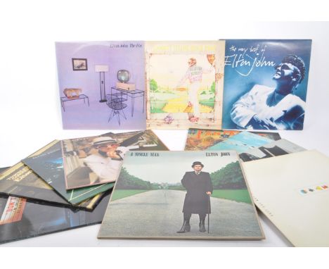 Elton John - A collection of vintage 20th century LP vinyl records to include Goodbye Yellow Brick road, The Fox, A Single Ma