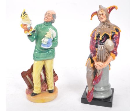 Royal Doulton - Two 20th Century vintage china porcelain Royal Doulton figurines to include The Jester HN 2016 depicting a je