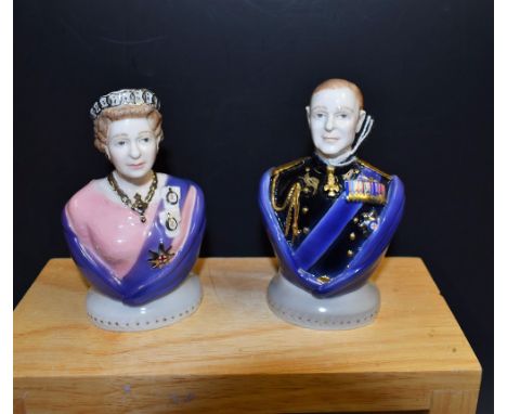 A pair of Royal Worcester busts, Queen Elizabeth II and The Duke of Edinburgh (2)